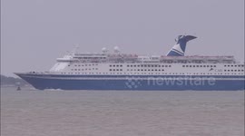 Cruise ship Magellan arrives on the Thames as CMV suspend worldwide operations