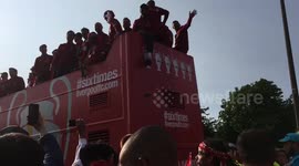Liverpool Champions League Winners Football Club City Bus Parade 2019 in Liverpool Merseyside After the Final Live