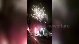Hubei citizens set off fireworks to celebrate their lives reverting back to normal