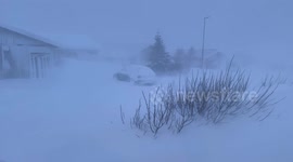 Blizzard in Iceland dumps thick layer of snow onto village