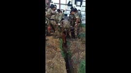 Cow trapped in drain rescued by Indian police in Northern India.