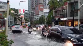 Heavy rain causes flooding in Jakarta, Indonesia