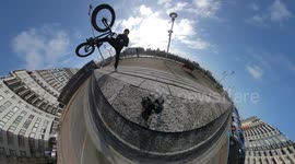 Cool BMX Bike Trick with Tiny Planet 360 Video Camera Effect