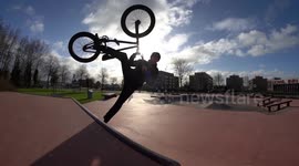 Epic BMX Bike Trick in Slowmo 120fps / Skatepark Fun!