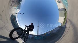 Graffiti Skatepark Action with BMX Bike