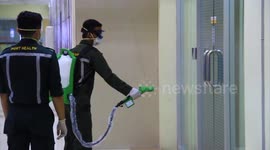 The Government of Aceh Spray Disinfectant Fluids to Prevent Coronavirus at the Airport