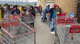 COVID -19 Panic buying and huge queues at Costco McKinley Riverside, California