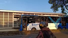 Trans Jakarta public transport stops are quiet due to Covid-19