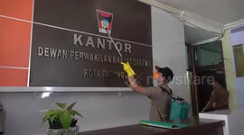 Anticipation of Covid-19, House of Representatives Building in Indonesia, Disinfectant Sprayed