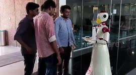 Robots in southern India used to dispense masks, napkins and hand sanitiser during COVID-19 pandemic