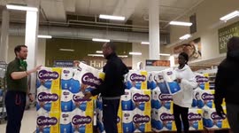 UK shoppers drop toilet rolls in rush to grab them during coronavirus pandemic