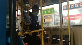the entire city of Padang transportation in disinfectant spray is anticipating the spread of covid-19