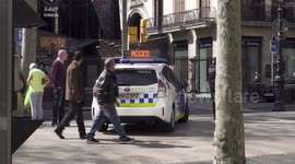 Police in Barcelona preparing the public for COVID-19 lockdown