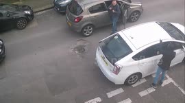 UK Uber driver blocking road kicks car of motorist asking him to move