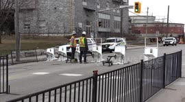 Canadian police block off streets to enforce state of emergency in Ontario province