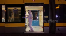 Disinfectant sprayed on train in Portugal to prevent spread of coronavirus