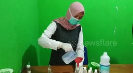 Indonesian residents begin making hand soap from scratch to combat COVID-19 pandemic