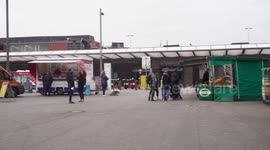 An empty weekly market in Hamburg due to fears about Coronavirus in Germany