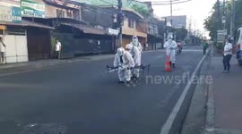 Drones disinfect street in the Philippines to fight coronavirus