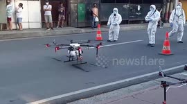 Drone disinfects street in the Philippines to fight coronavirus