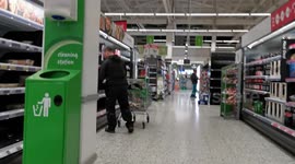 Aftermath of panic buying at supermarket in Leeds, UK