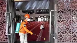 Mosque in Indonesia sprayed with disinfectant ahead of Friday prayers