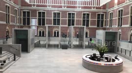 Empty main hall closed Rijks Museum Amsterdam during corona-crisis
