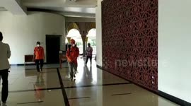 anticipation of corona virus, west sumatra mosque mosque sprayed with disinfectant