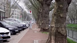 The famous Königsallee in Dusseldorf is deserted due to the coronavirus