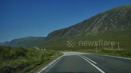 Dashcam of driving through Glen Coe in the Scottish Highlands