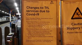 London Underground Sign Notifies Of Service Shutdown Due To The Coronavirus