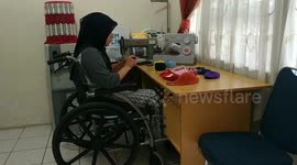 Disabled woman knits face masks for Padang residents during COVID-19 pandemic