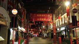 Chinatown on a Saturday night in London deserted as all restaurants and shops close during coronavirus outbreak
