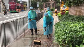 Disinfecting the streets of Hong Kong during the Covid-19 outbreak