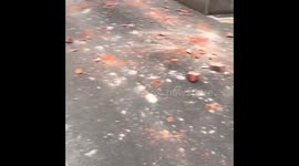 Debris scattered on street as strong earthquake hits Croatian capital