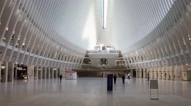 Deserted World Trade Center Oculus during the Coronavirus pandemic shelter-in-place, stay-at-home and social distancing in New York City. March 22 2020