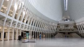 Deserted World Trade Center Oculus during Coronavirus Pandemic ( COVID-19 ) shelter-in-place, stay-at-home and social distancing order in New York City. March 22 2020