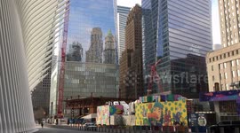 Deserted World Trade Center Oculus during Coronavirus Pandemic ( COVID-19 ) shelter-in-place, stay-at-home and social distancing order in New York City. March 22 2020