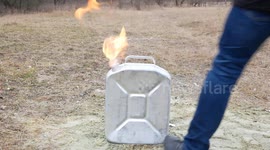 Do not try this at home! Fireworks set off inside jerry can