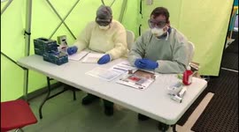 Paramedic shows coronavirus testing centre in Ireland