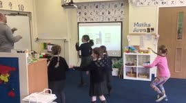 UK primary school students and teachers join in during virtual PE lessons