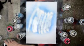 Ocean - SPRAY PAINT ART - how to spray paint - speed art