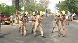 Firefighters perform 'hand washing' dance in southern India