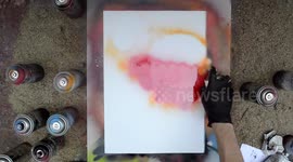 Beach & Palms - SPRAY PAINT ART - how to spray paint - speed art