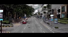 Drone footage of deserted streets in Kuala Lumpur Malaysia during coronavirus outbreak