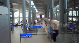 Almost empty by passenger Istanbul Airport Terminal during the Covid-19 outbreak