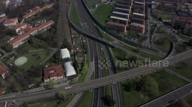 Highway intersection deserted in Milan for Coronavirus Lockdown