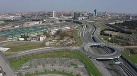Highway big intersection deserted for Covid19 Lockdown in Milan