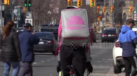 COVID-19 pandemic has Toronto food couriers busy as public asked to stay inside to slow the spread of the deadly corona virus