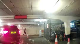 Car park barrier vs head - epic fail! OUCH